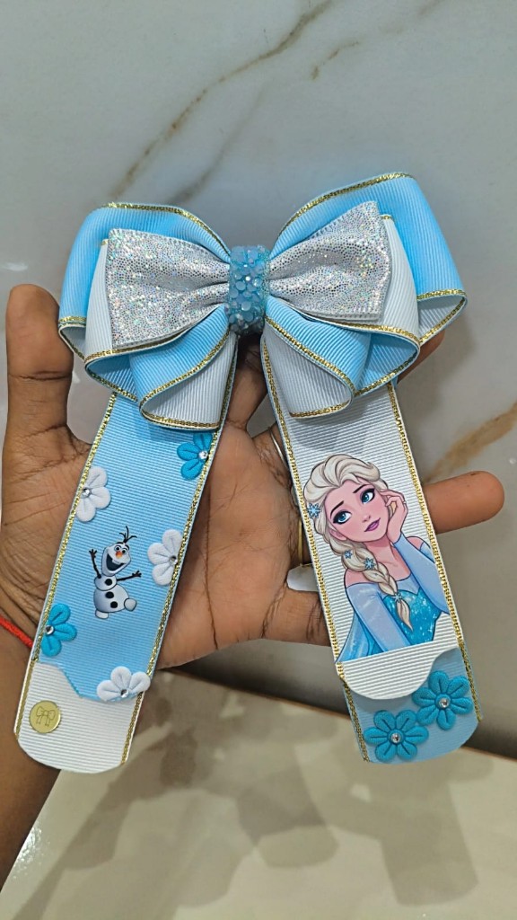 Laço Frozen azul e branco ( Elza)