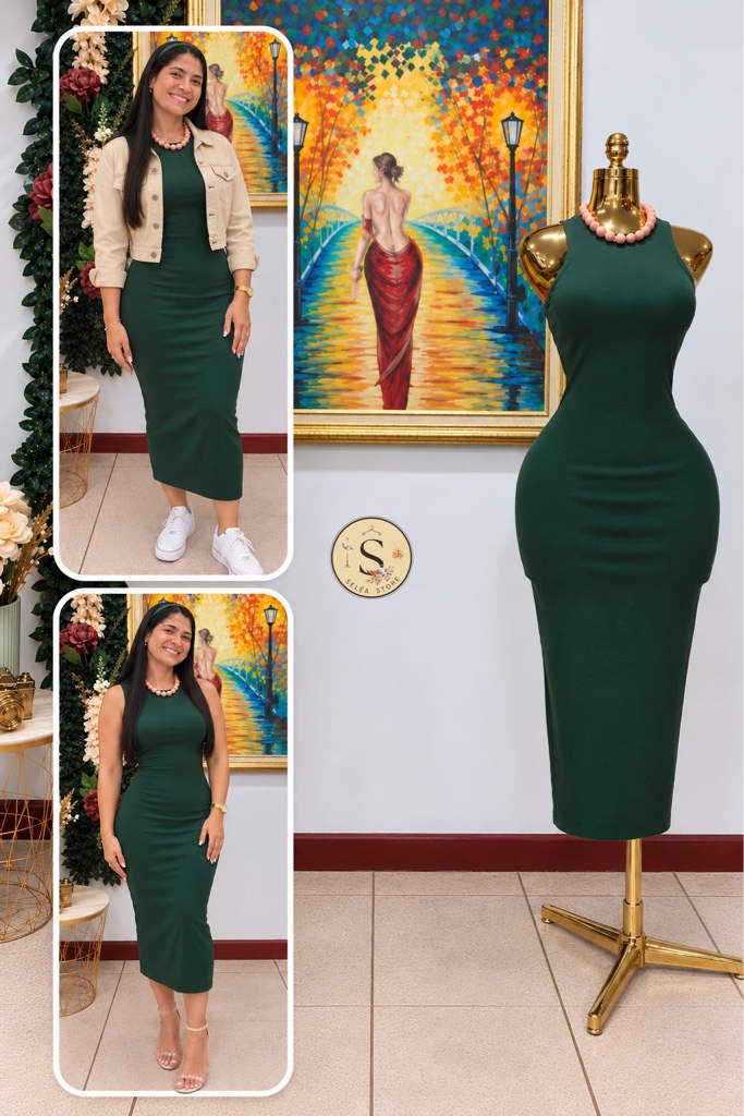 Vestido al cuerpo verde