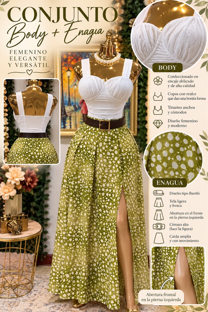 Enagua diseño Bambi color verde