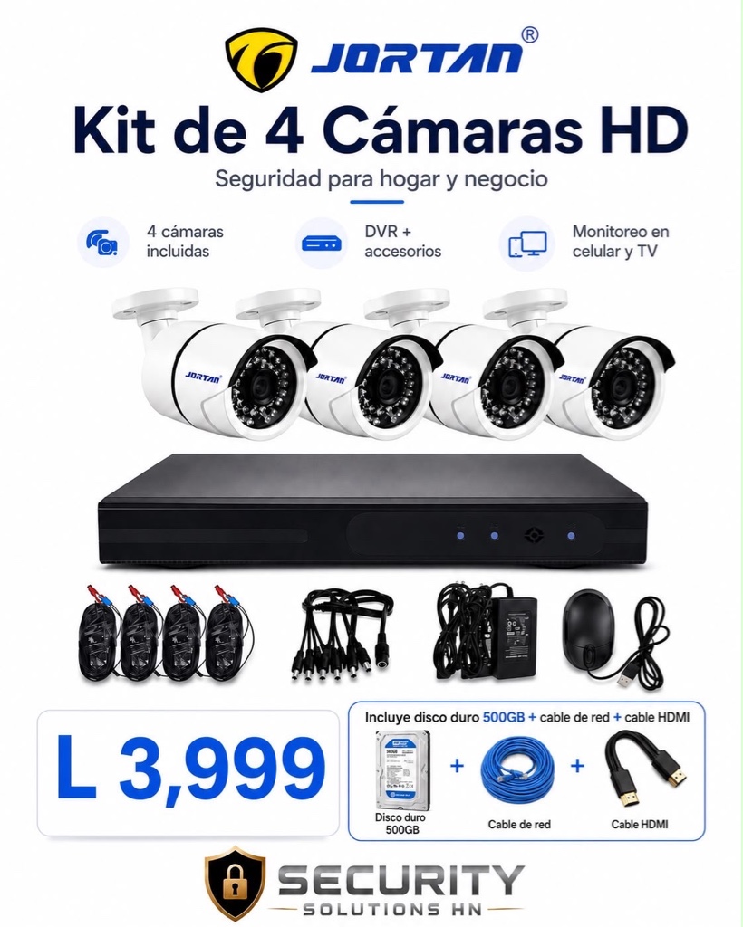 Cámaras de seguridad kit 4 con disco duro