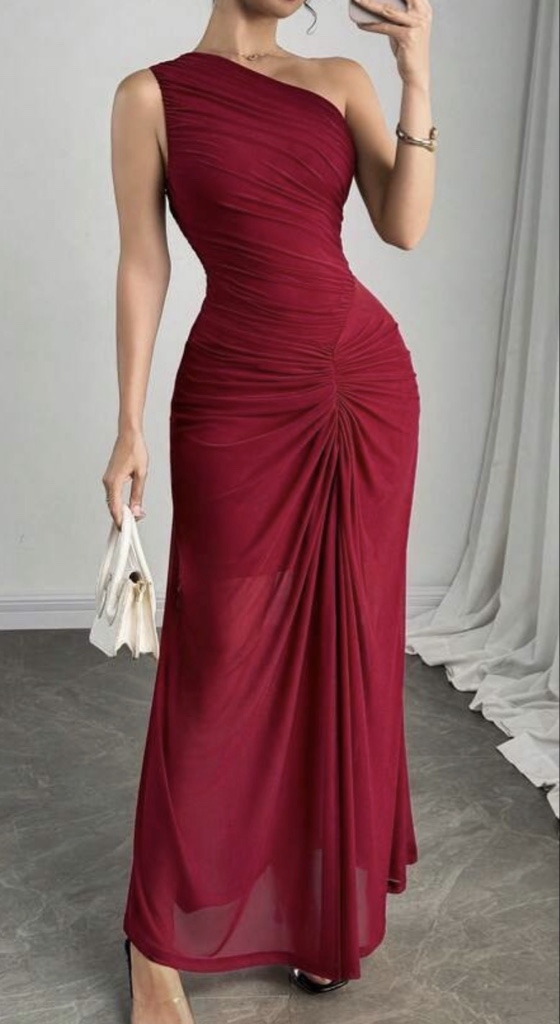 VESTIDO LARGO ROJO QUEMADO