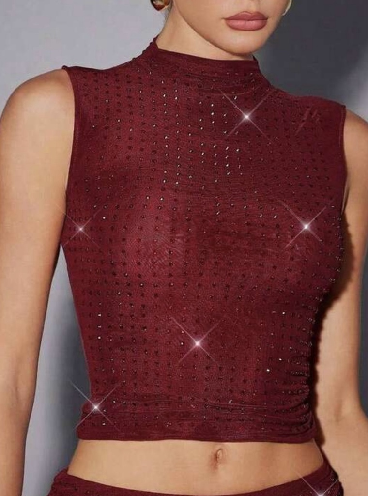 BLUSA PEDRERÍA VINO