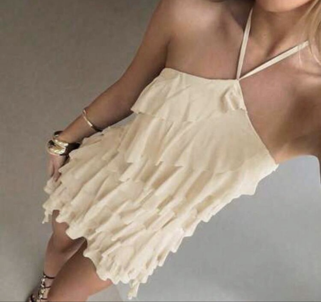 VESTIDO OLANES BEIGE CORTO