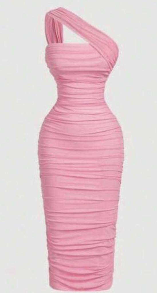 VESTIDO LARGO ROSA TIRA EN CUELLO