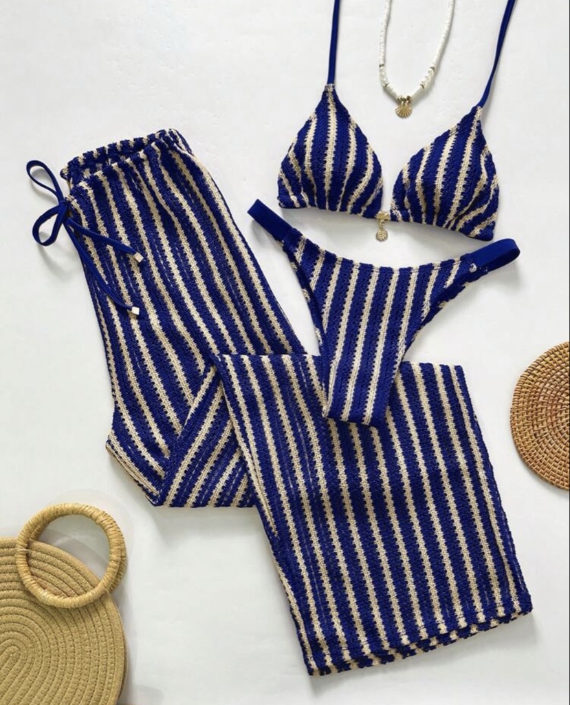 SET BIKINI RAYAS AZUL