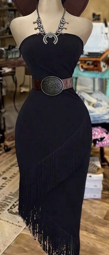 VESTIDO FLECOS NEGRO