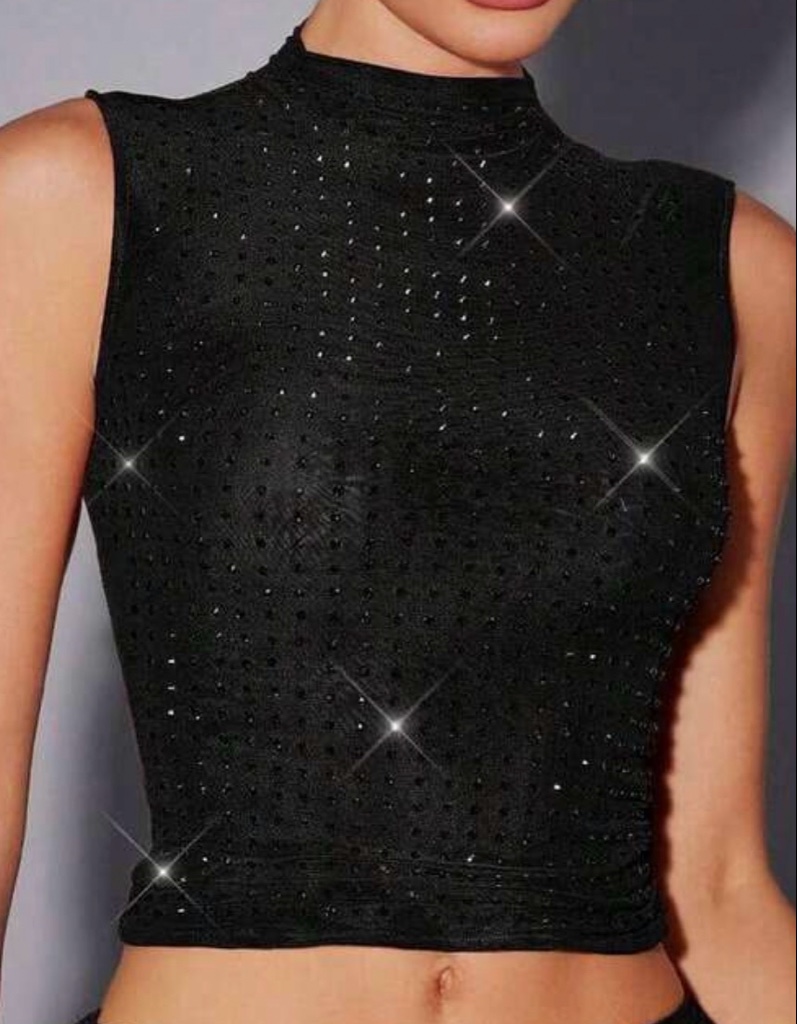 BLUSA PEDRERÍA NEGRA