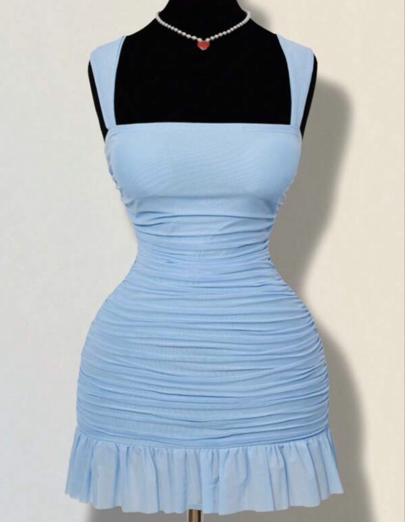 VESTIDO AZUL CIELO CORTO