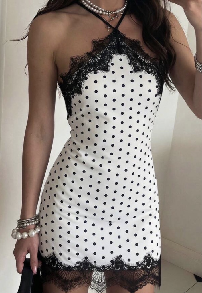 VESTIDO POLKA ENCAJE CORTO