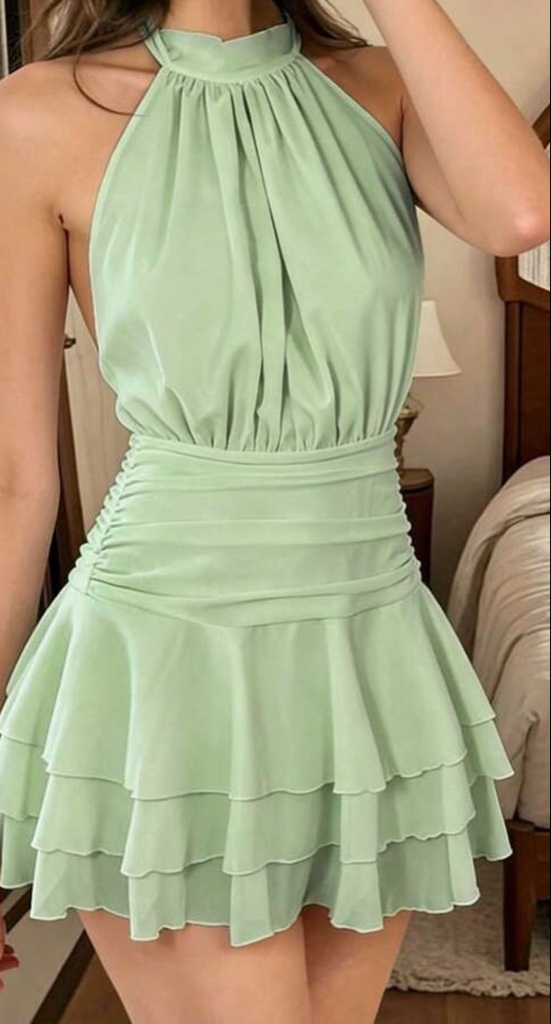 VESTIDO VERDE PISTACHE OLANES