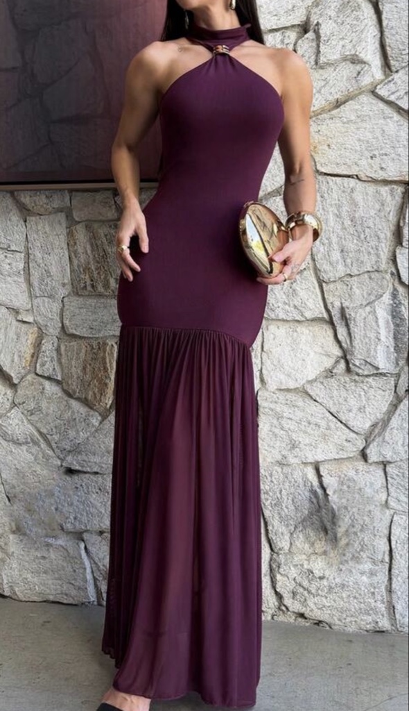 VESTIDO GRANATE LARGO