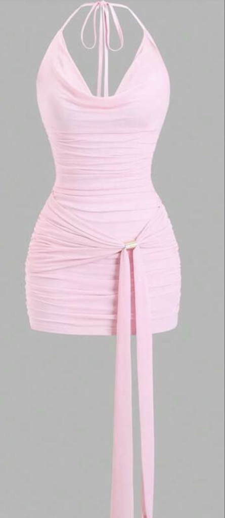 VESTIDO ROSA LAZO COLGANTE