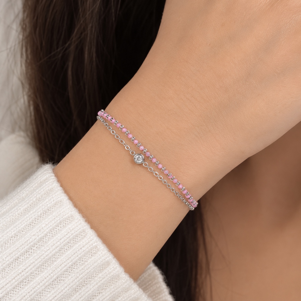 Pulsera Doble Rosada