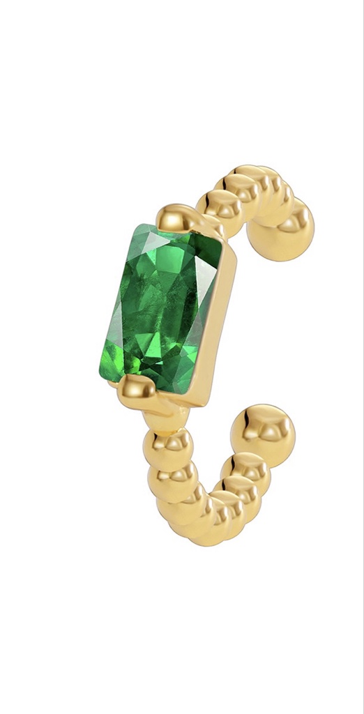 Ear Cuff Esmeralda Dorado