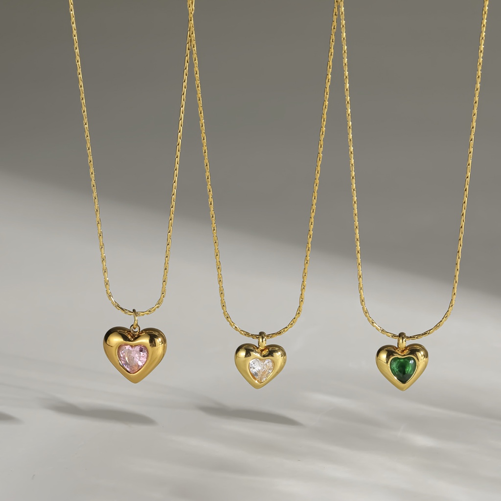 Collar Corazón Piedra Central