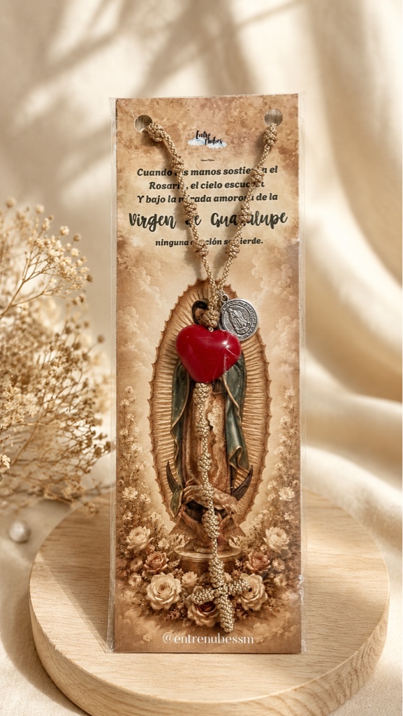 Rosario Virgen de Guadalupe rojo