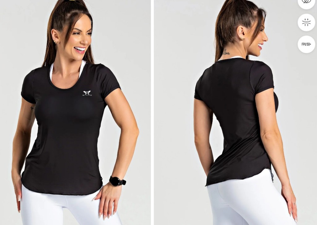 Remera básica dry fit G3 negra lisa