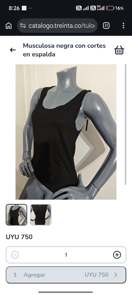 Musculosa con corte espalda negra L