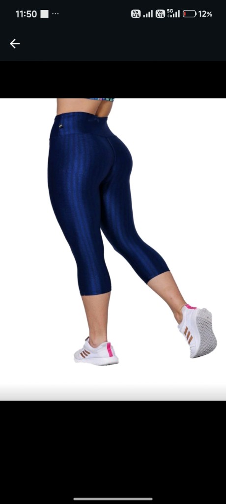 Calza  3/4 brillosa azul L