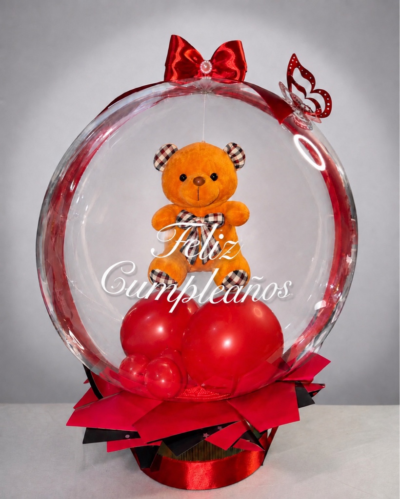Arreglo globos burbuja + dedicatoria