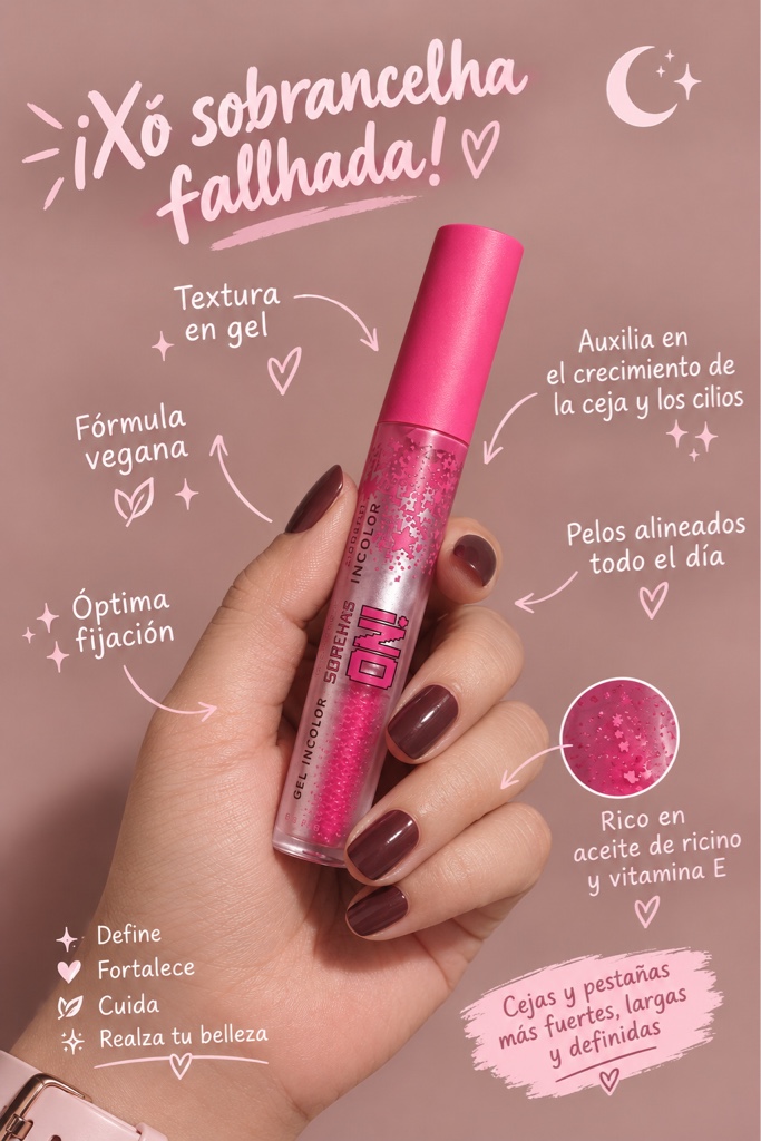 Incolor gel cejas y pestañas rosa