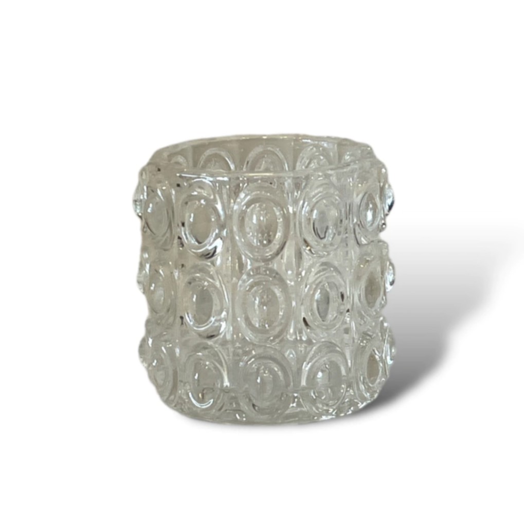 Portavelas de vidrio labrado 7 x 6 cm