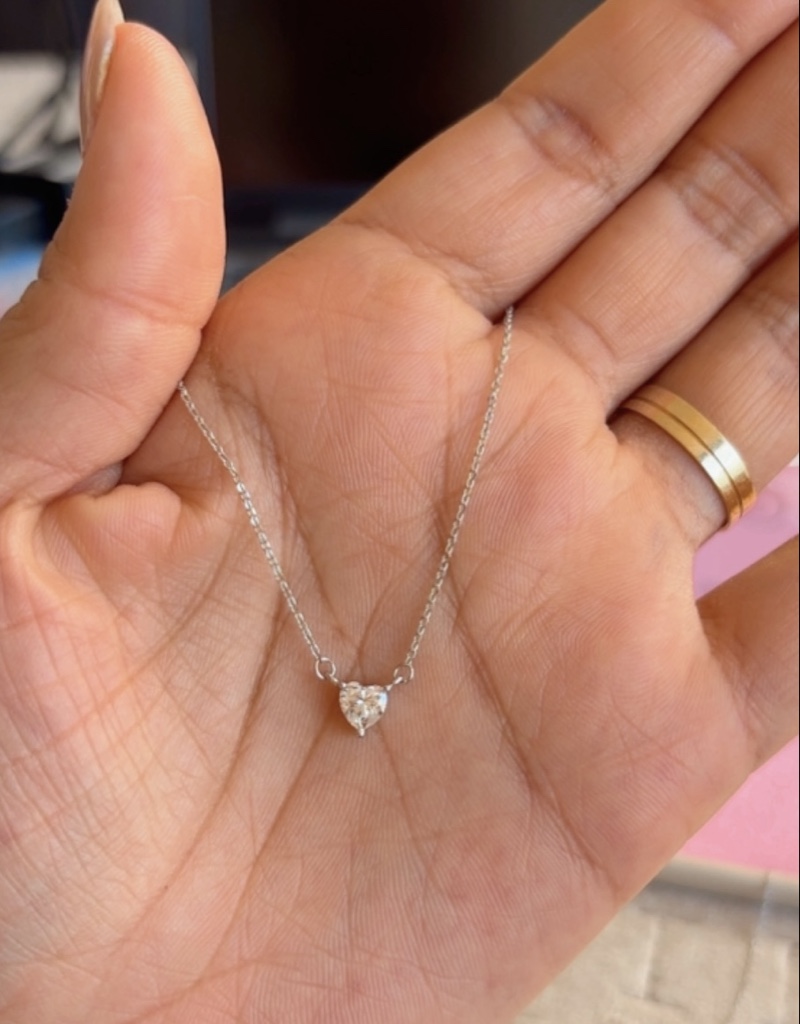 Colar coração moissanite 5mm