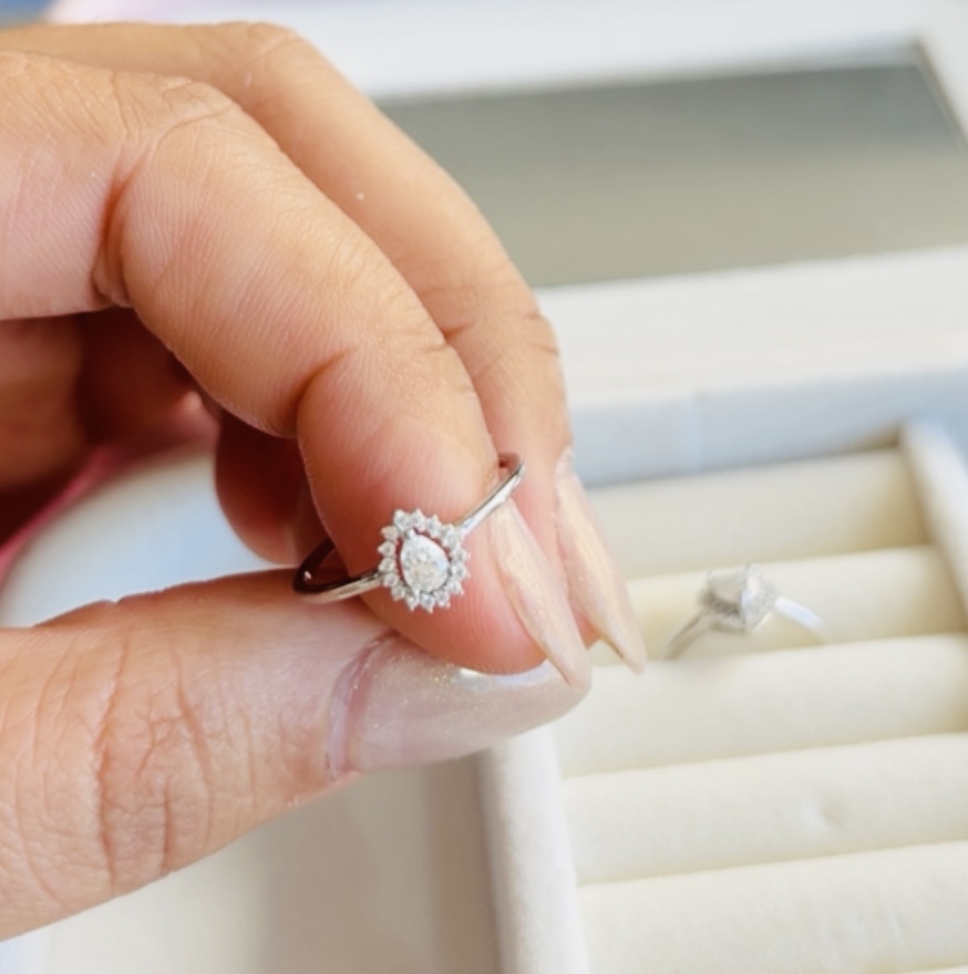 Anel gota moissanite