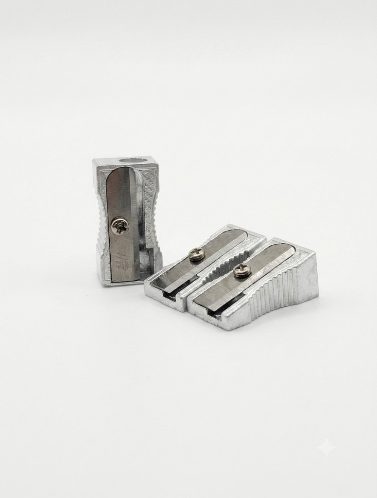 Sacapuntas metalico plata sencillo
