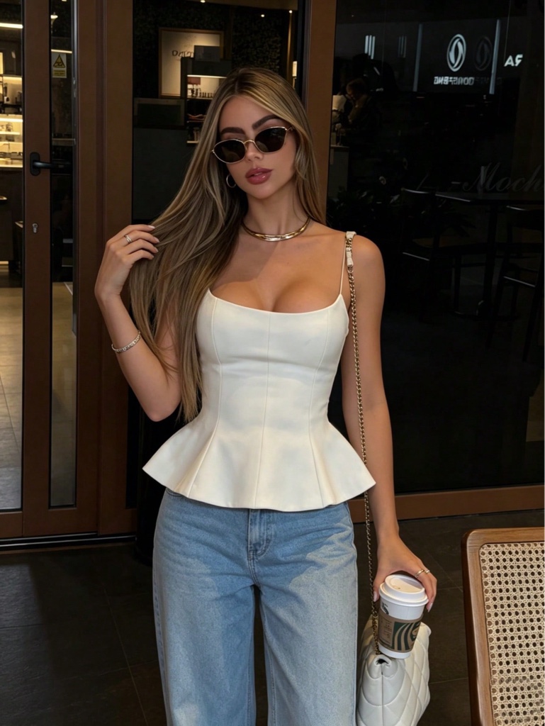 Top blanco ajustado
