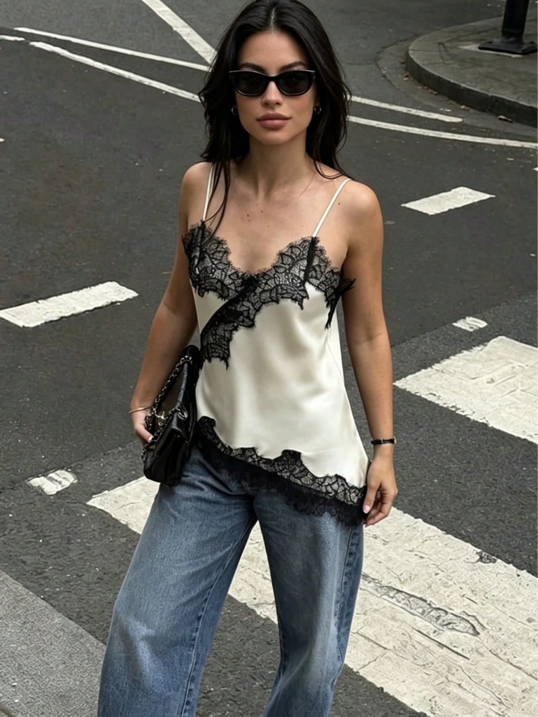 Top encaje negro
