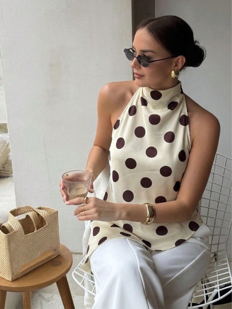 Blusa beige de lunares