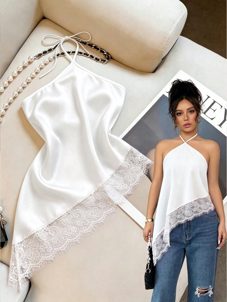 Blusa blanca de satin