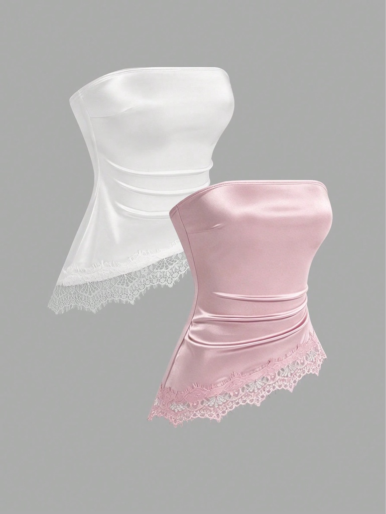 Top corset blanco y rosa