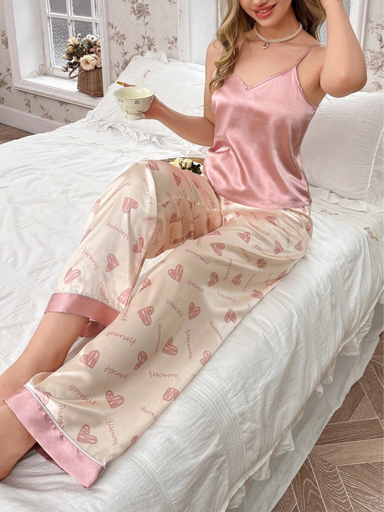 Pijama rosa satin