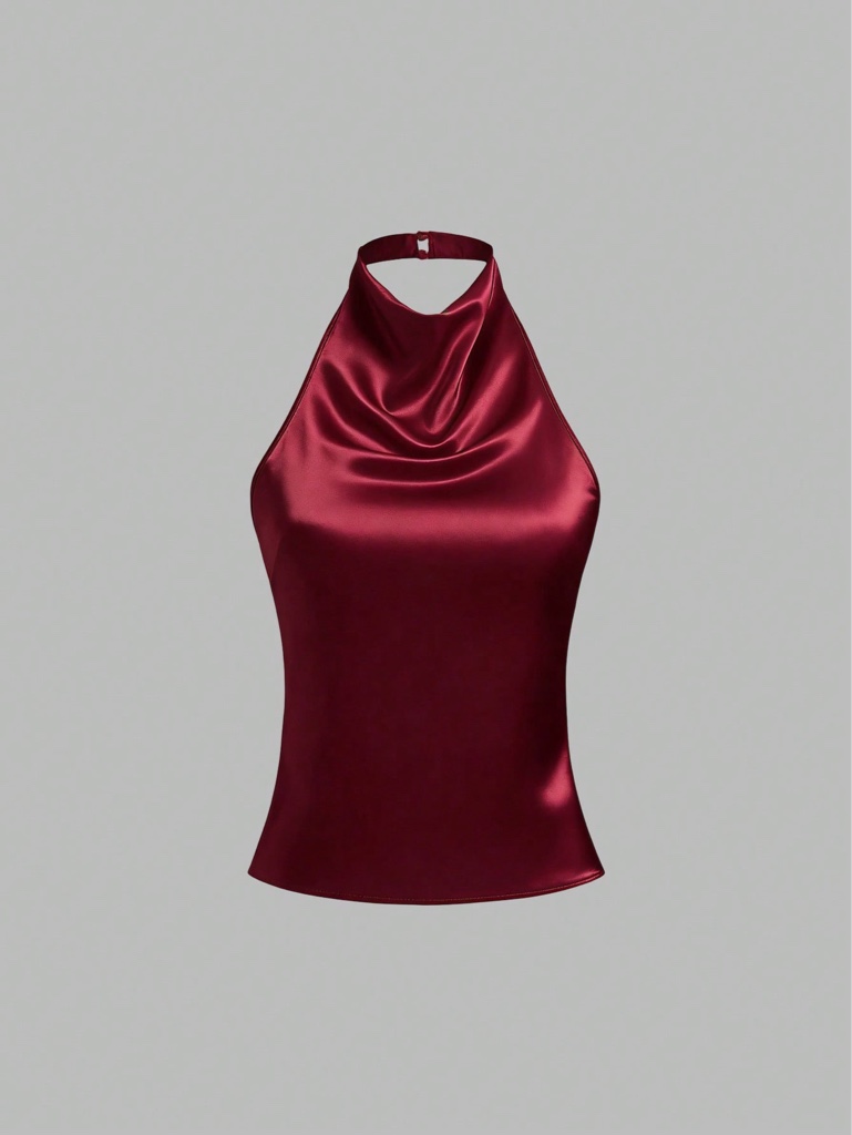 Blusa satin vino tinto