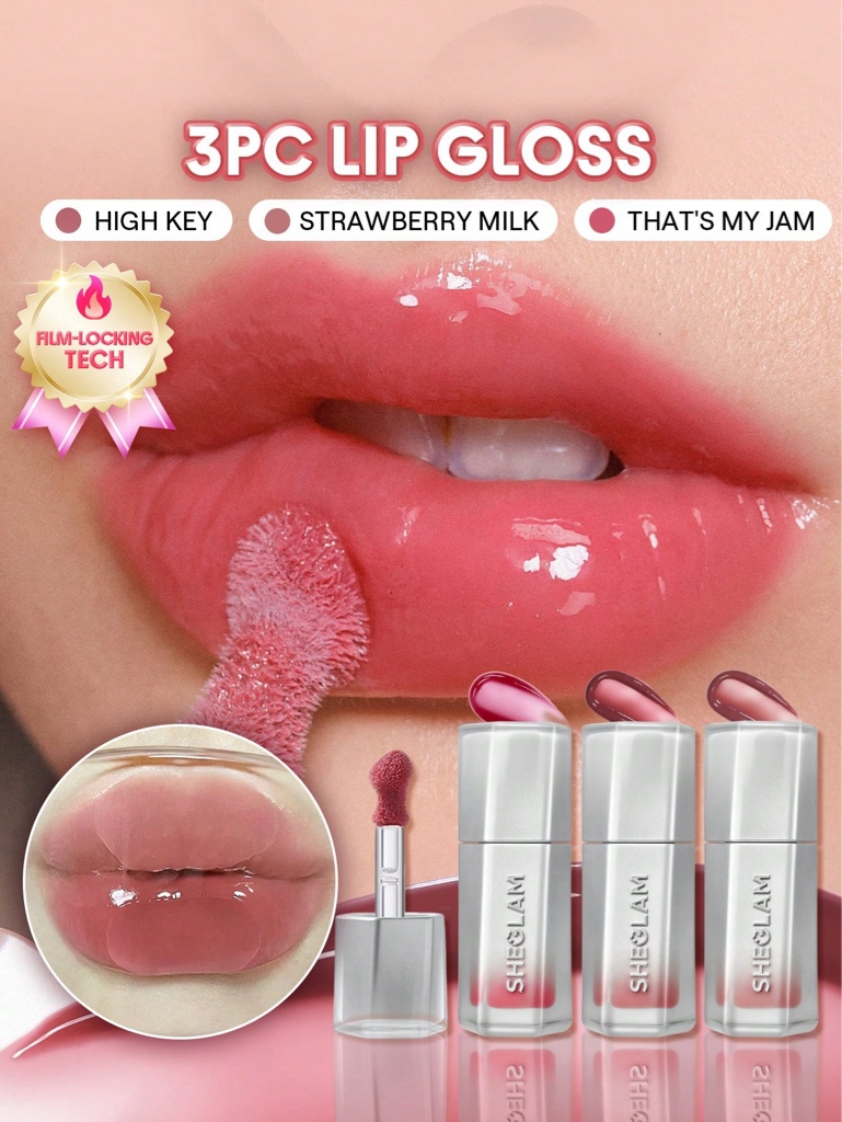 SHEGLAM 3pc lip gloss rosa