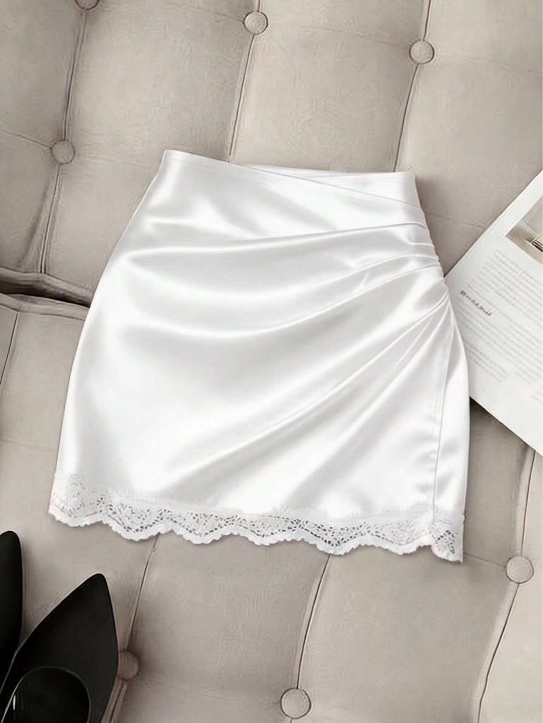 Falda blanca satinada