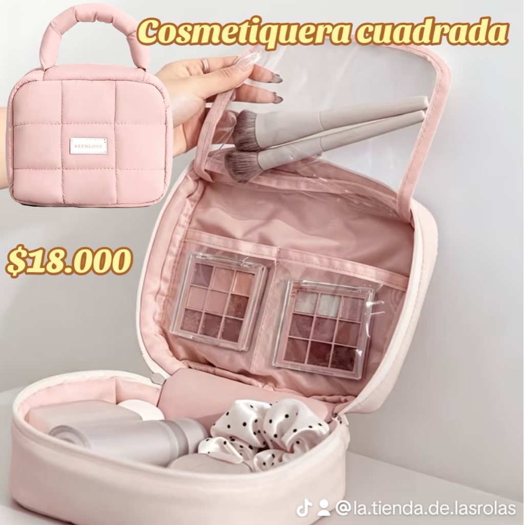 Cosmetiquera Rosada cuadrada