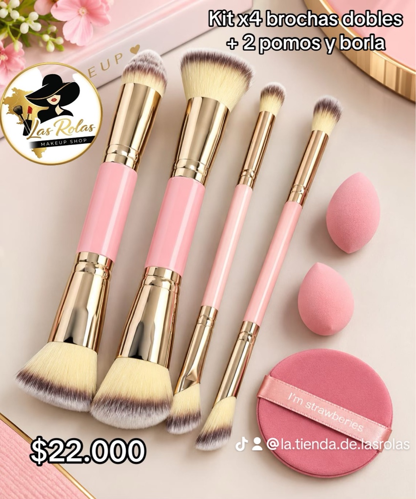 Brochas dobles x4 + pomos