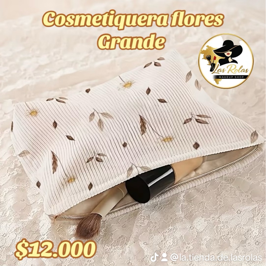 Cosmetiquera blanca con hojas