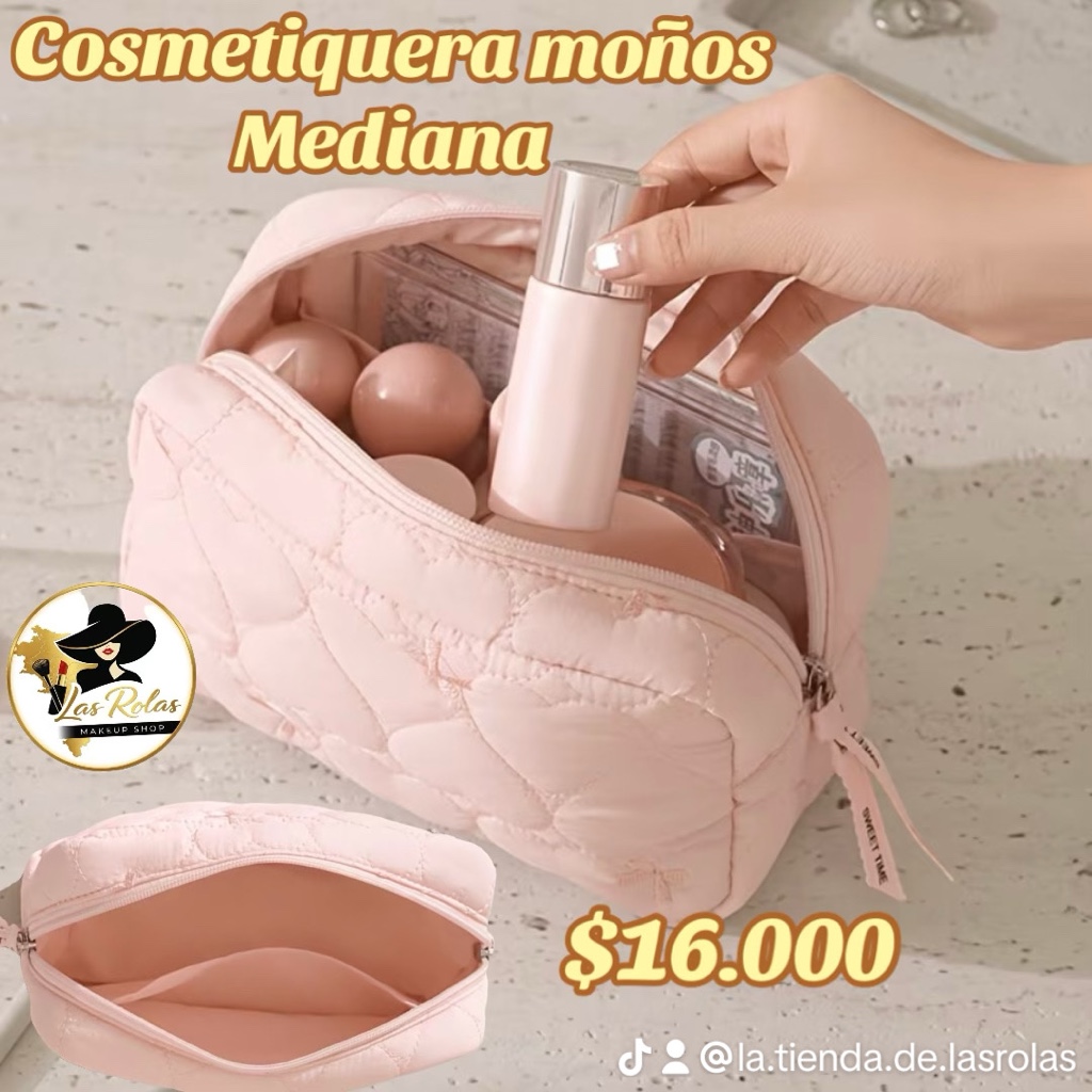Cosmetiquera rosada moños