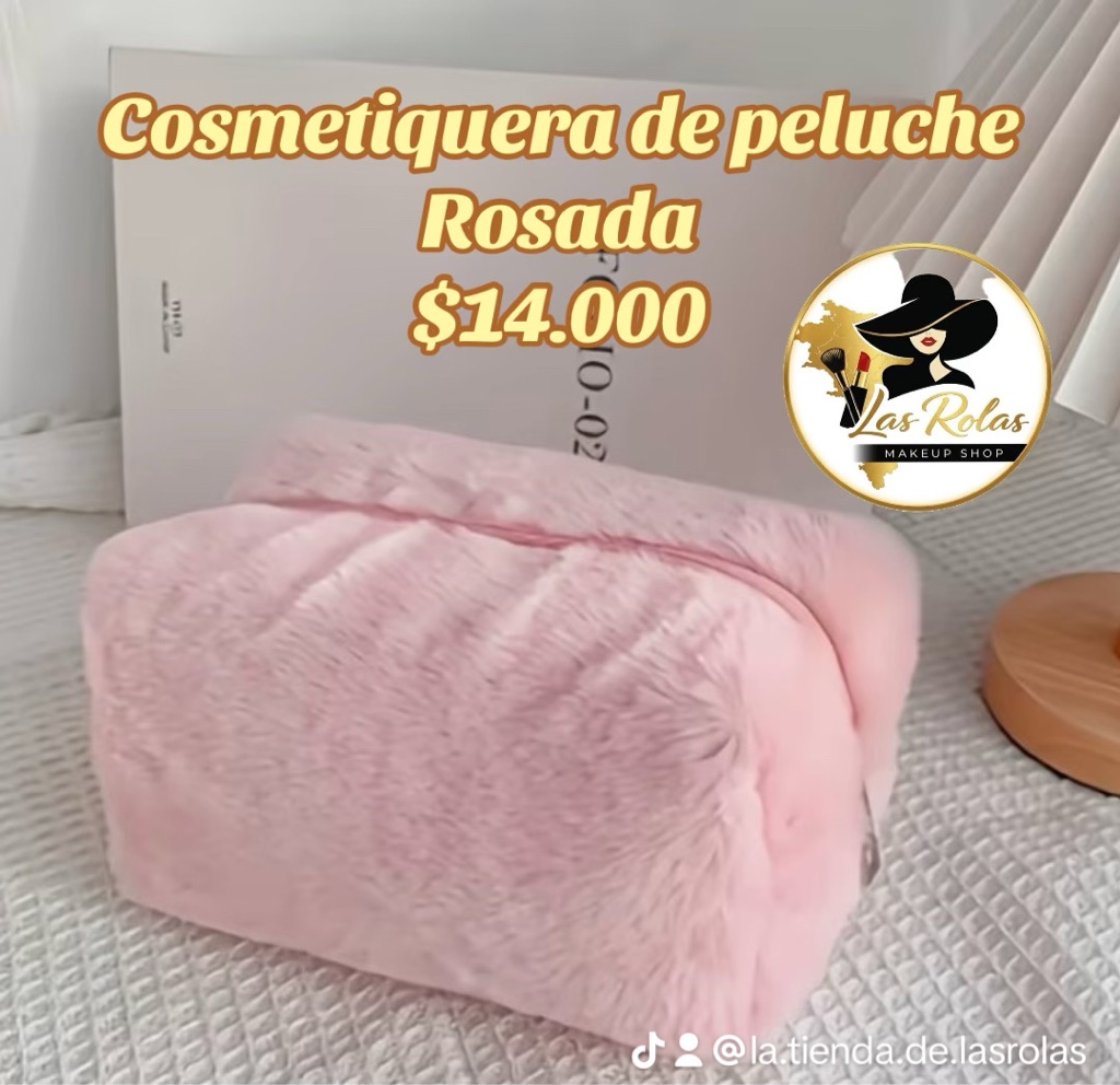 Cosmetiquera rosada peluche