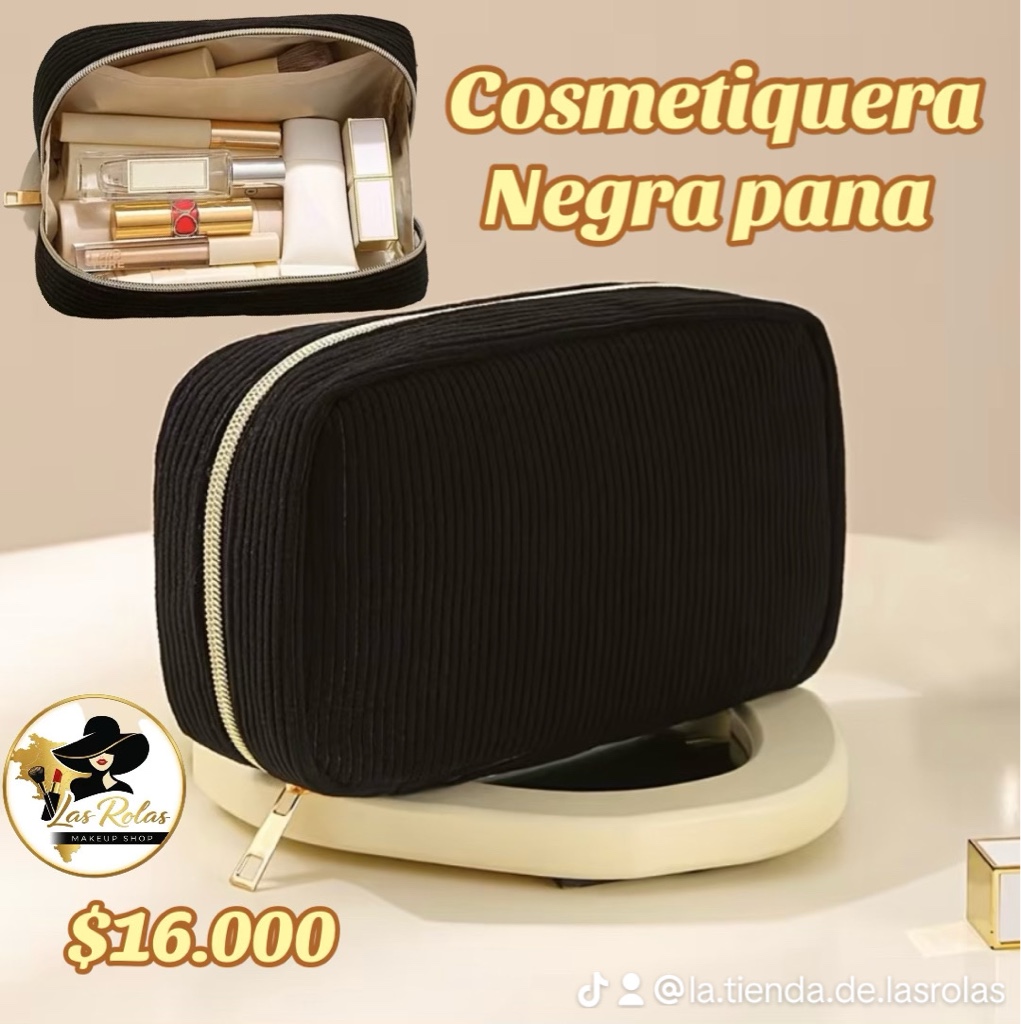 Cosmetiquera negra pana