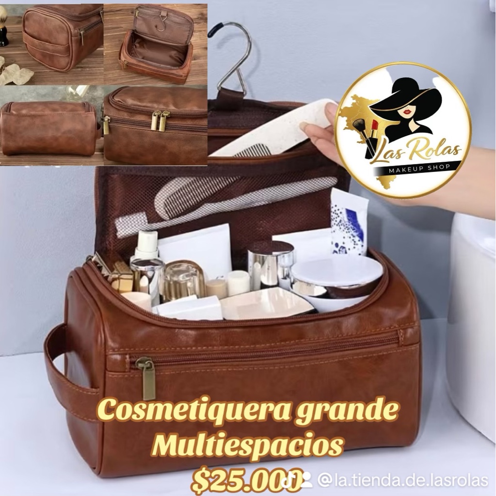 Cosmetiquera cuerina café