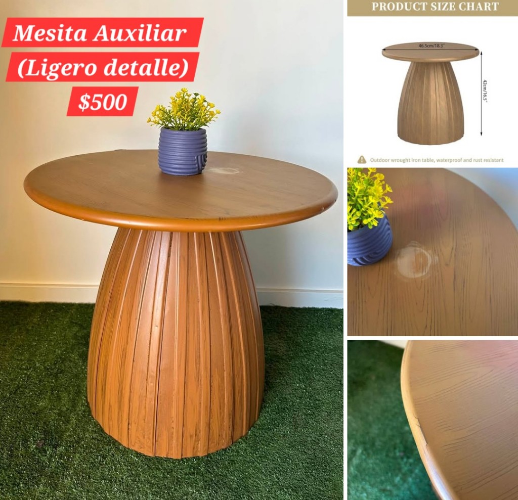Mesa auxiliar cafe madera