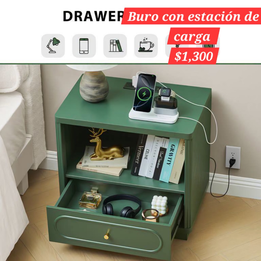 Buro verde con estacion de carga