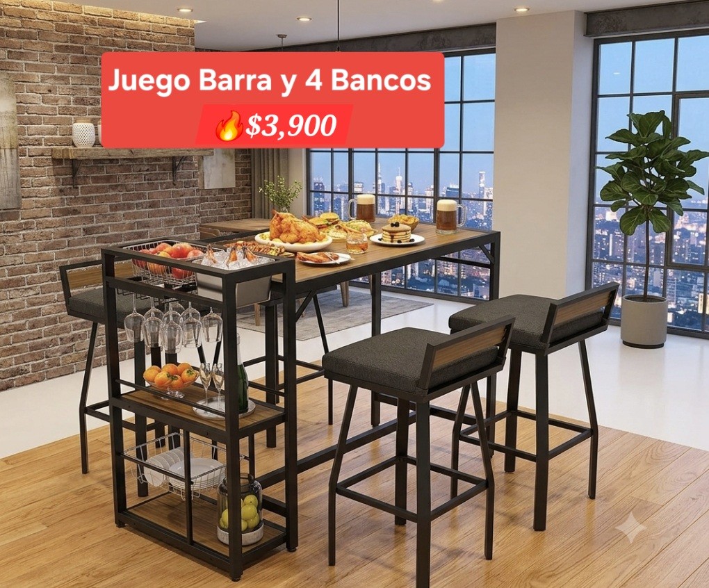 Juego barra con 4 bancos