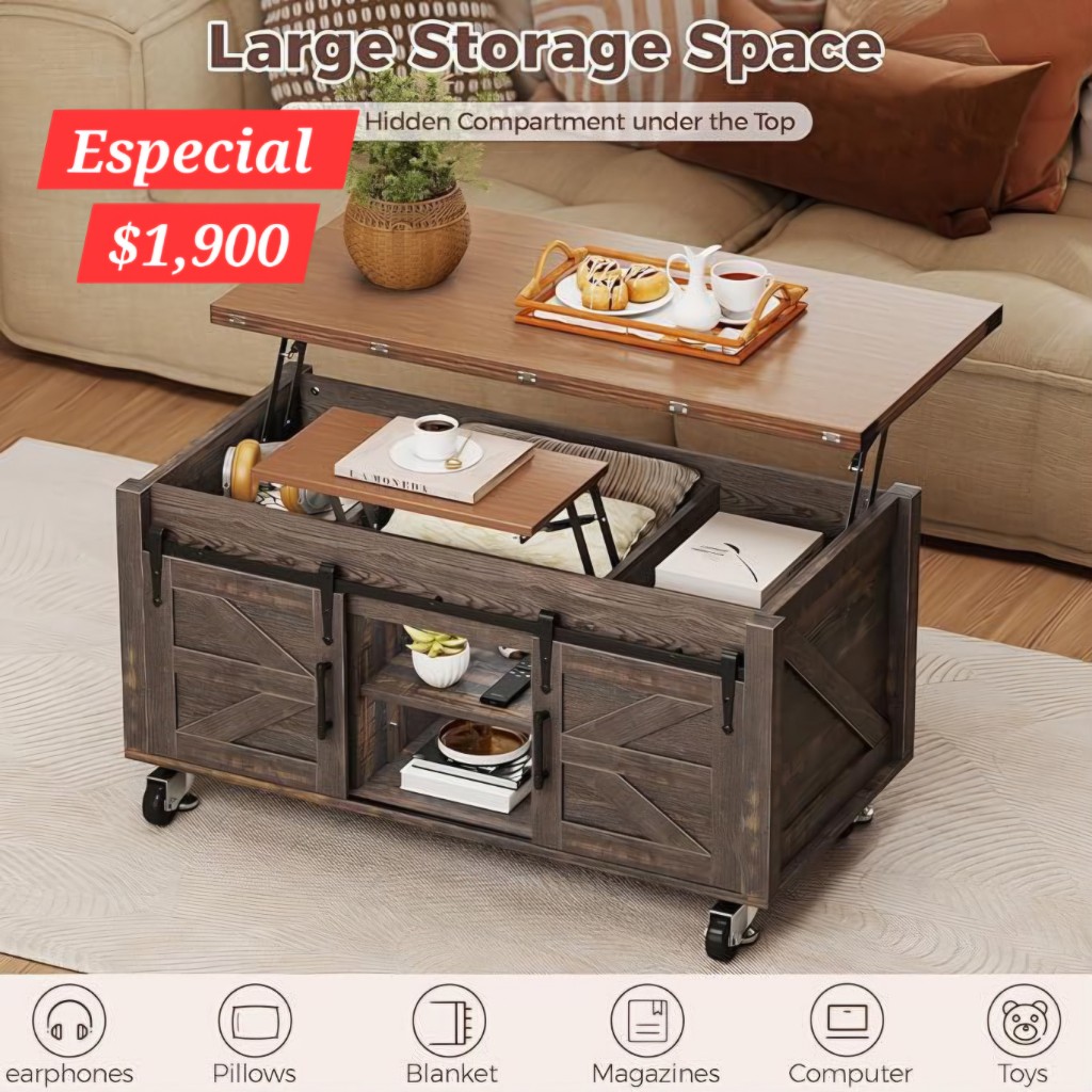 Mesa de centro elevable con almacenamiento