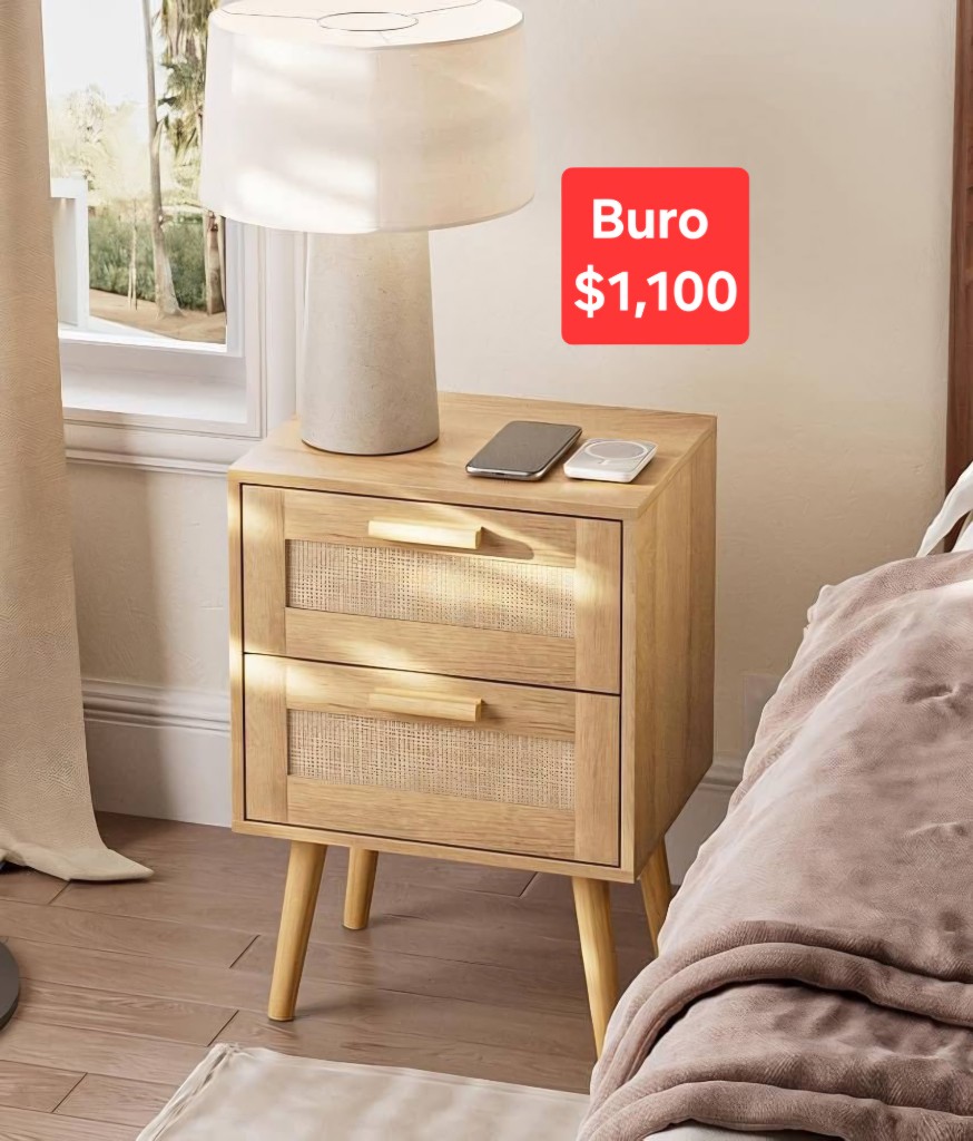 Buro de ratan natural 2 cajones